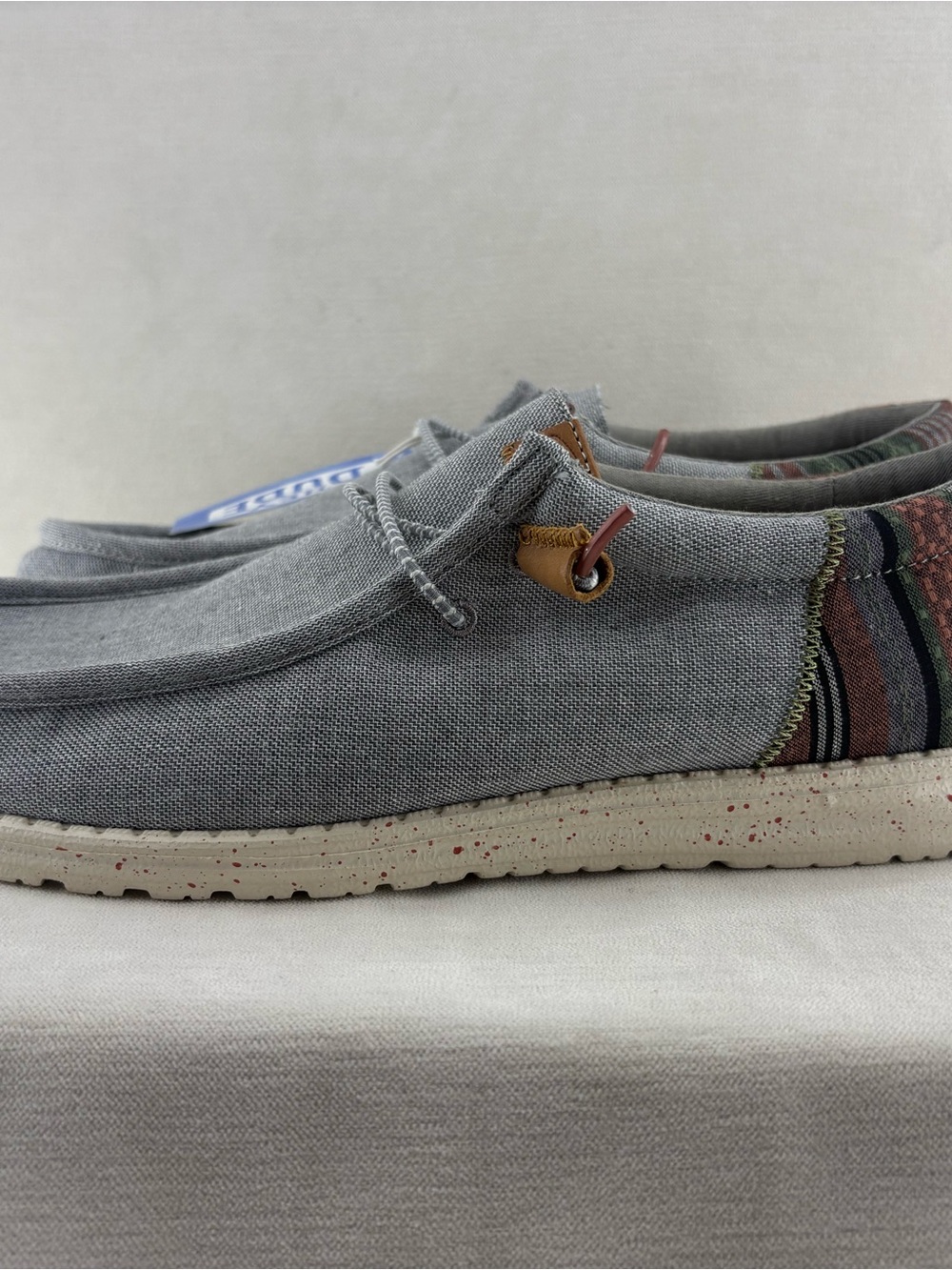 Hey Dude Wally Funk Baja Men's Light Grey Canvas Slip-On size 14